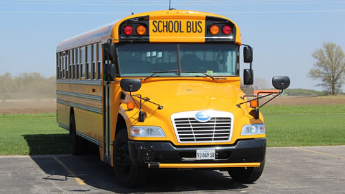 School bus parked when not in use.